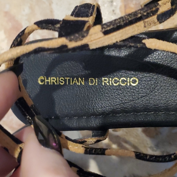 Christian Di Riccio Leopard Strappy Mini Platform Heels - Picture 4 of 6